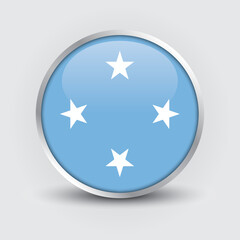 Micronesia round flag design is used as badge, button, icon with reflection of shadow. Icon country. Realistic vector illustration.