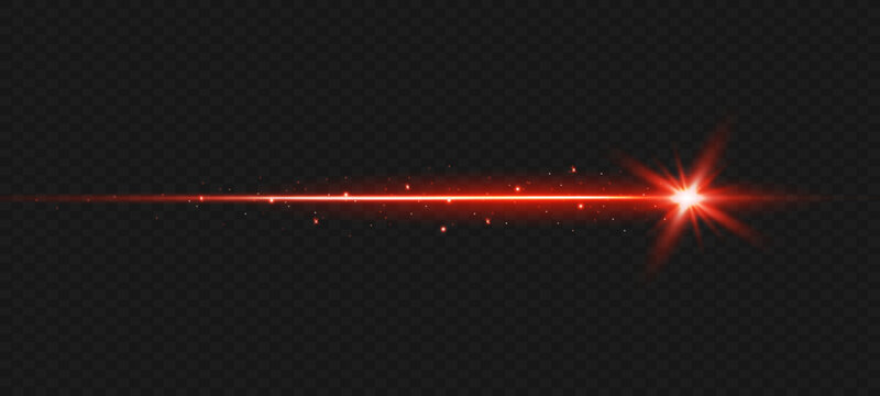 Light flash or red neon stripes. laser beams. Beautiful light reflections. Glowing stripes on a transparent background.