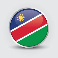 Obraz premium Namibia round flag design is used as badge, button, icon with reflection of shadow. Icon country. Realistic vector illustration.