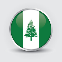 Norfolk Island round flag design is used as badge, button, icon with reflection of shadow. Icon country. Realistic vector illustration.