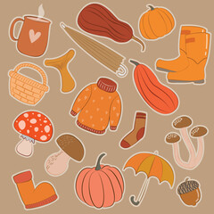 Big set season autumn objects for modern design.