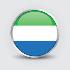 Sierra Leone round flag design is used as badge, button, icon with reflection of shadow. Icon country. Realistic vector illustration.