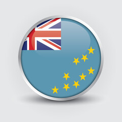 Tuvalu round flag design is used as badge, button, icon with reflection of shadow. Icon country. Realistic vector illustration.