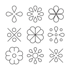 It is a set of abstract, geometric line pattern icons designed with a flower motif in a simple and minimal style.
