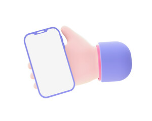 3d illustration icon of purple Holding Phone for UI UX web mobile apps social media ads designs