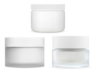 White cream jar mockup, plastic cap. Skin butter container