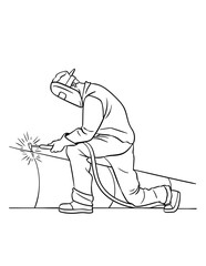 Welder Isolated Coloring Page for Kids