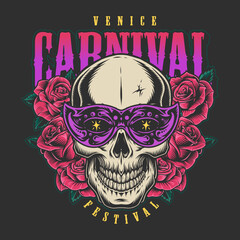 Venice carnival colorful poster vintage