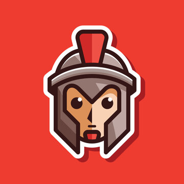 spartan head cartoon logo vector illustration