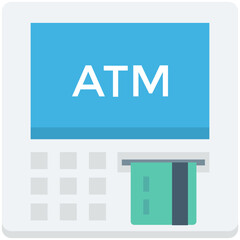 Atm Machine Colored Vector Icon