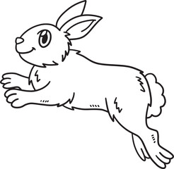 Jumping Rabbit Isolated Coloring Page for Kids
