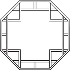 Chinese Octagon Window Isolated Coloring Page 