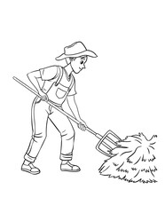Farmer Isolated Coloring Page for Kids