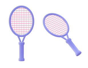 3d illustration icon of purple Racket for UI UX web mobile apps social media ads designs