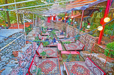Restaurant on the river in Darband, Tehran, Iran