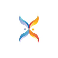 leaf element color gradient web logo design vector illustration