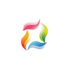 leaf element color gradient web logo design vector illustration
