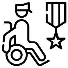 An outline icon of disable man
