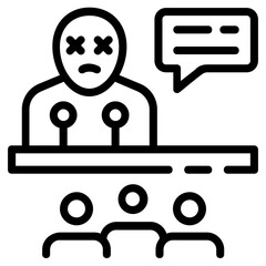 An editable outline icon of public speaker 