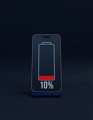 Wireless Smartphone Battery Charging Percentage Indicator Symbol 3D Illustration