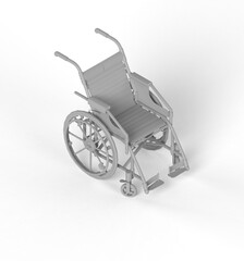 Fototapeta premium Glossy shiny golden metal wheelchair isolated on light background 3d rendering on transparent background