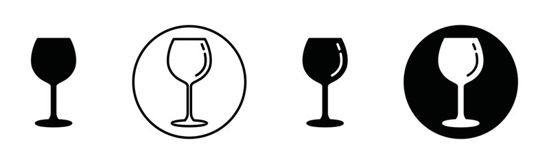 Wine glass icon vector. Simple wine glass in the circle symbol silhouette