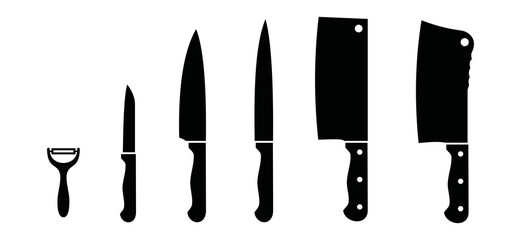 Knife icon vector. Kinds of kitchen knife sign symbol silhouette - obrazy, fototapety, plakaty