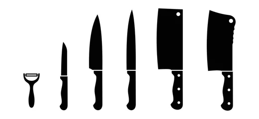 Fotobehang Knife icon vector. Kinds of kitchen knife sign symbol silhouette © Vilogsign