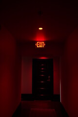 exit red light sign on black