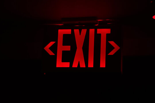 exit red light sign on black