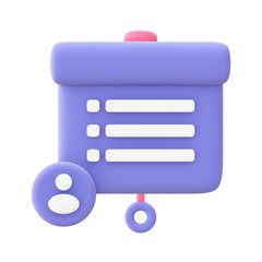 3d illustration icon of Simple purple Presentation for UI UX web mobile apps social media ads designs