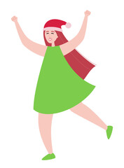 Girl dancing isolated on white background