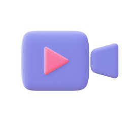 3d illustration icon of Simple purple Video for UI UX web mobile apps social media ads designs