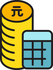 renminbi coins and calculator icon