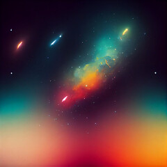 A Colorful illustation of Stars, nebular and planets in Space