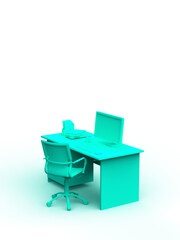 color 3d render of office desk  isolated on transparent background modern style. business data report, presentation, web page, brochure, leaflet, flyer, poster and advertising