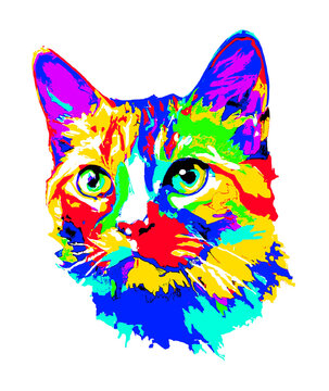 Pop art cat head illustration