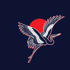 Crane bird isolated vector illustration.	
