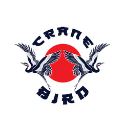 Crane bird isolated vector illustration.	
