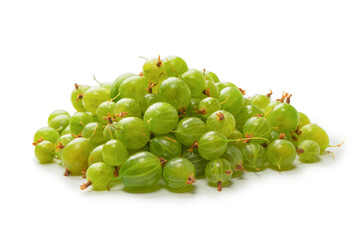 A group of gooseberries isolated on a white background.