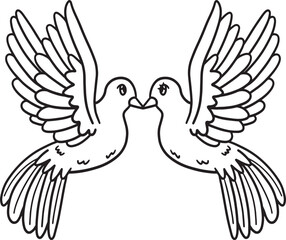 Kissing Dove Isolated Coloring Page for Kids