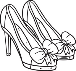 Wedding Shoes Isolated Coloring Page for Kids