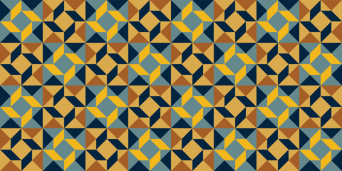 Quilt geometric 70s style seamless pattern
