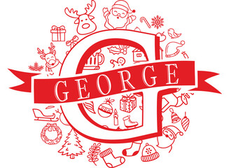 christmas split monogram design - george png