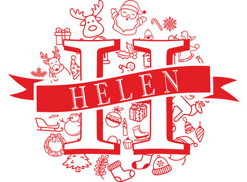 christmas split monogram design - helen png