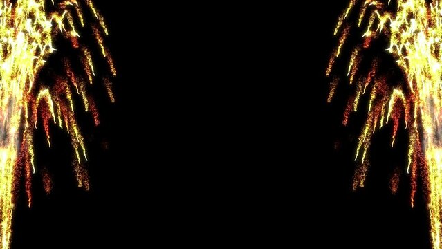 A border frame of sparkling fireworks on alpha channel background with space in the center for titles, text or logos in a seamless loop.