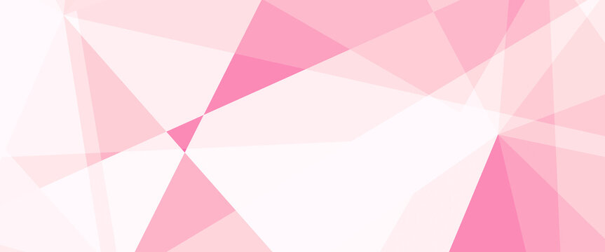 Pink blank banner template design of abstract triangles shapes in bright pinkish colors & a copy space for text. Used for social media graphics like post cover photos, profiles & virtual backgrounds.