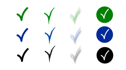 Check mark icons set. Check marks symbol set. Quality icon. . flat vector illustration