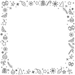 Christmas frame made of celebrating icons and decorative elements - vector illustration