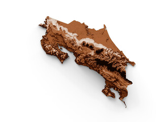 Map of Costa Rica in old style, brown graphics in a retro style Vintage Style. High detailed 3d illustration